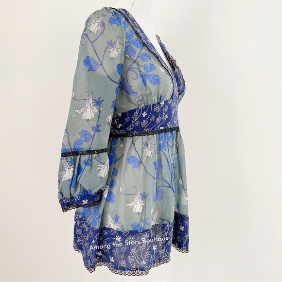 Anthropologie Fei Silk Floral Blouse ASO Lorelai in Gilmoure Girls Size 4 - Picture 4 of 10